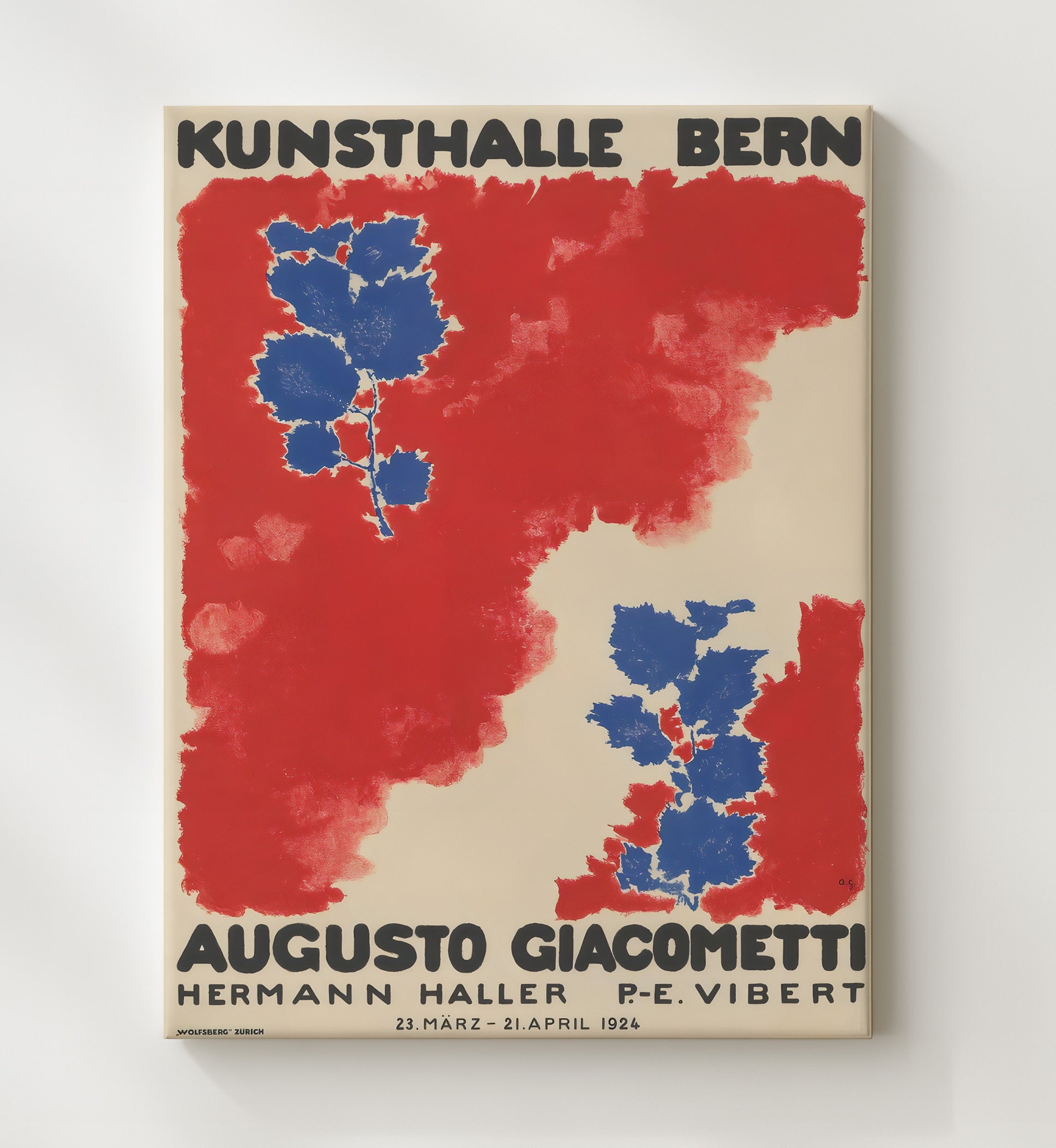 Switzerland Kunsthalle Bern Giacometti Exhibition Vintage Travel Print 20x24 Canvas travel wall art print