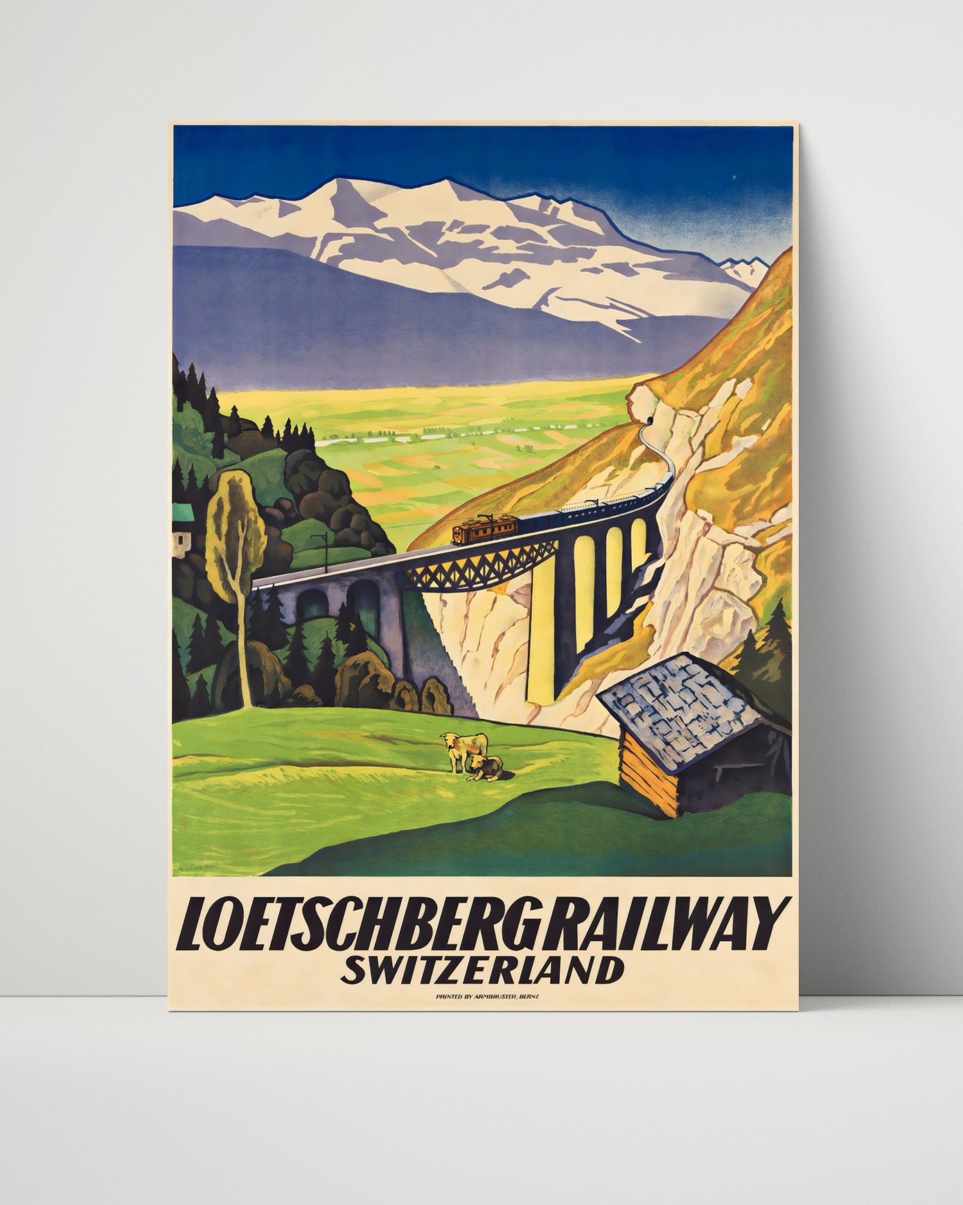 Switzerland Loetschberg Railway Vintage Travel Print 16x20 Unframed Print travel wall art print