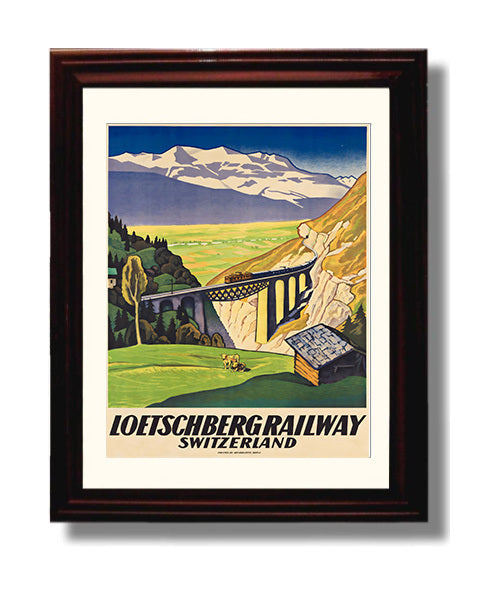 Switzerland Loetschberg Railway travel poster wall art 8x10 Canvas