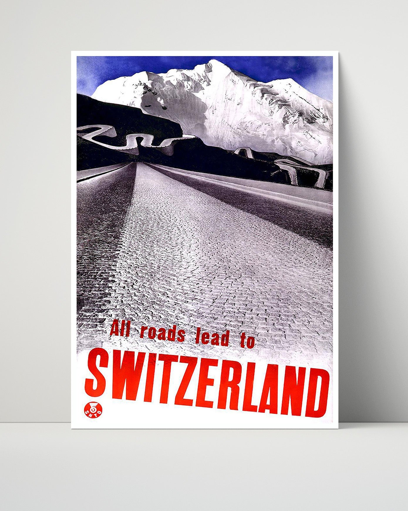 Switzerland Mountain Roads Vintage Travel Print 16x20 Unframed Print travel wall art print