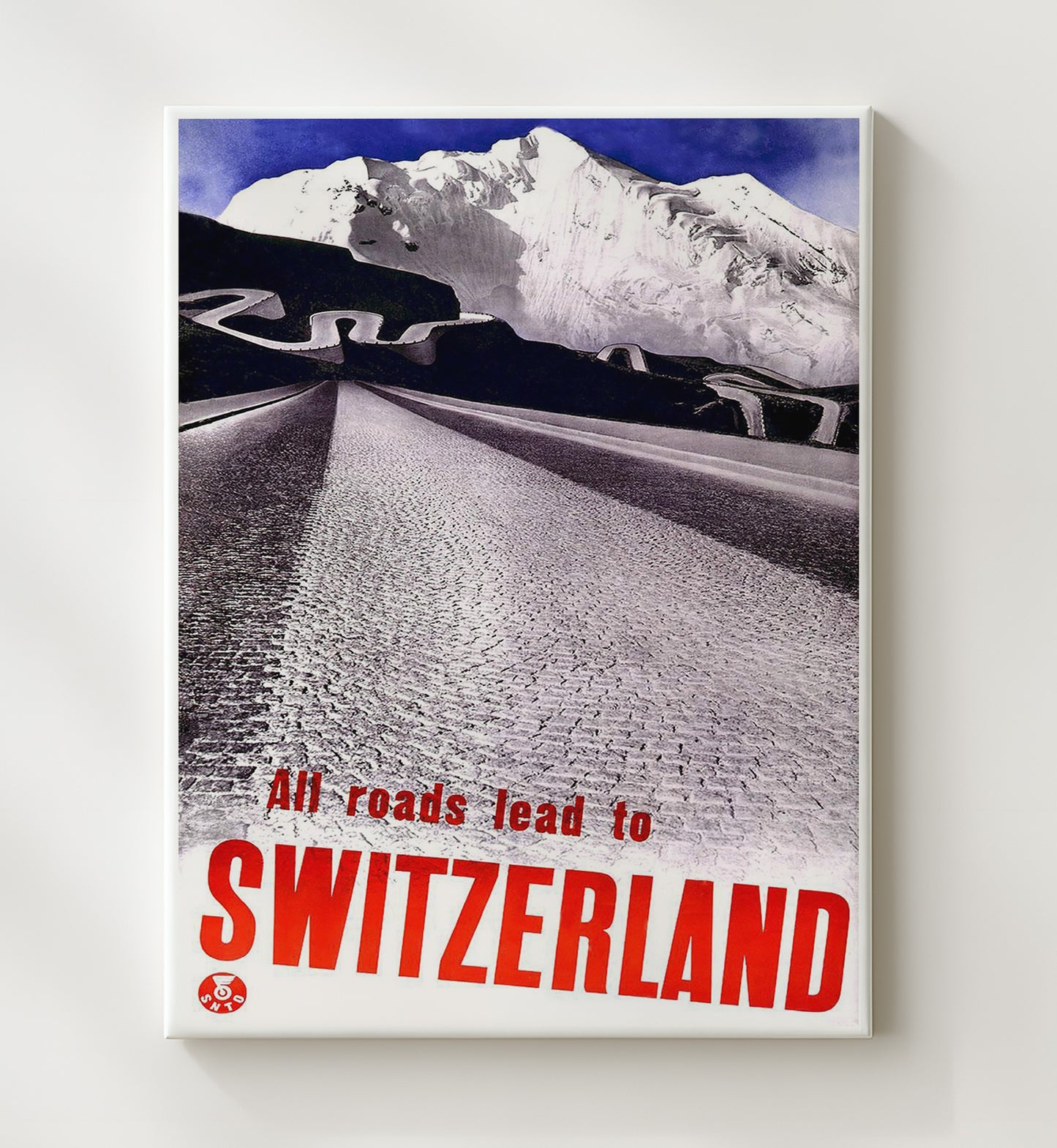 Switzerland Mountain Roads Vintage Travel Print 20x24 Canvas travel wall art print