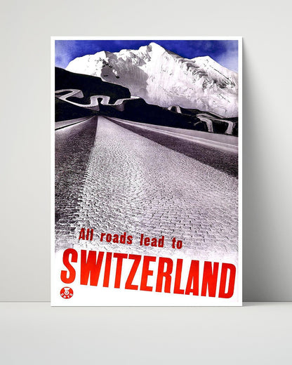 Classic Travel Unframed Poster -  Switzerland - Mountain Roads