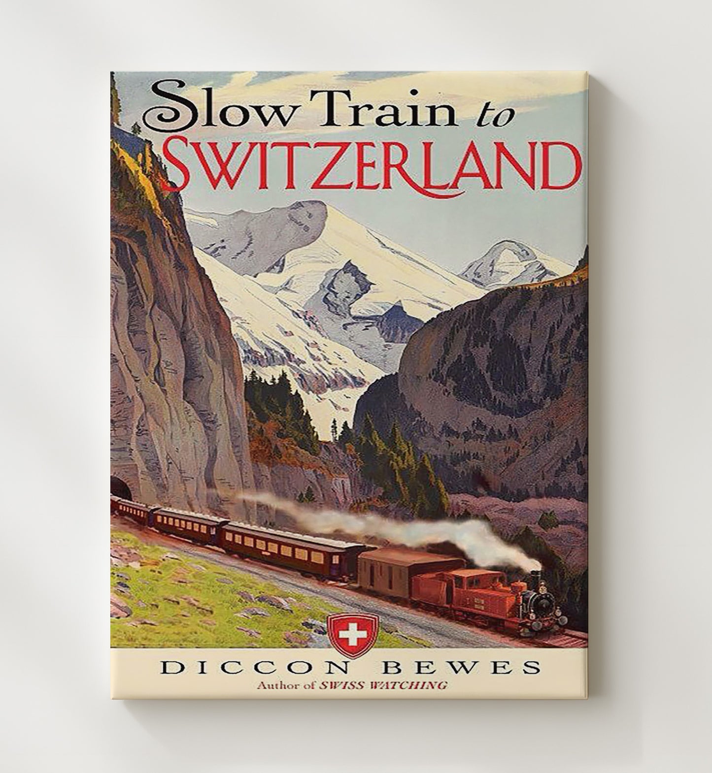 Switzerland Slow Train Vintage Travel Print 20x24 Canvas travel wall art print