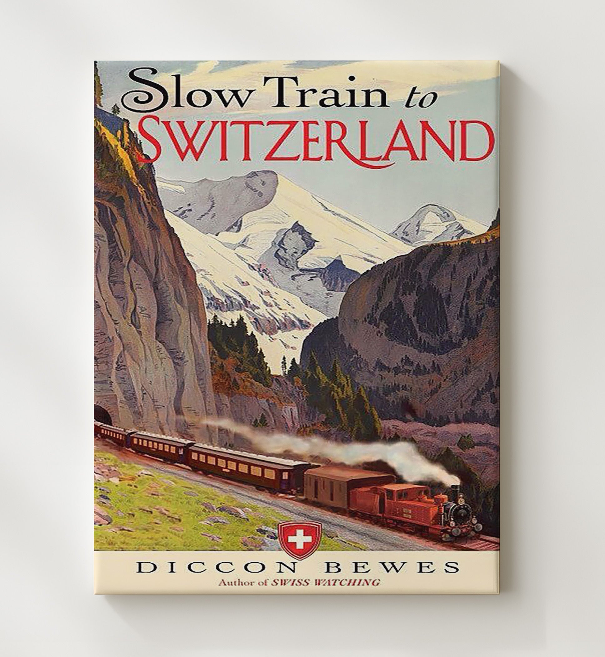 Switzerland Slow Train Vintage Travel Print 20x24 Canvas travel wall art print