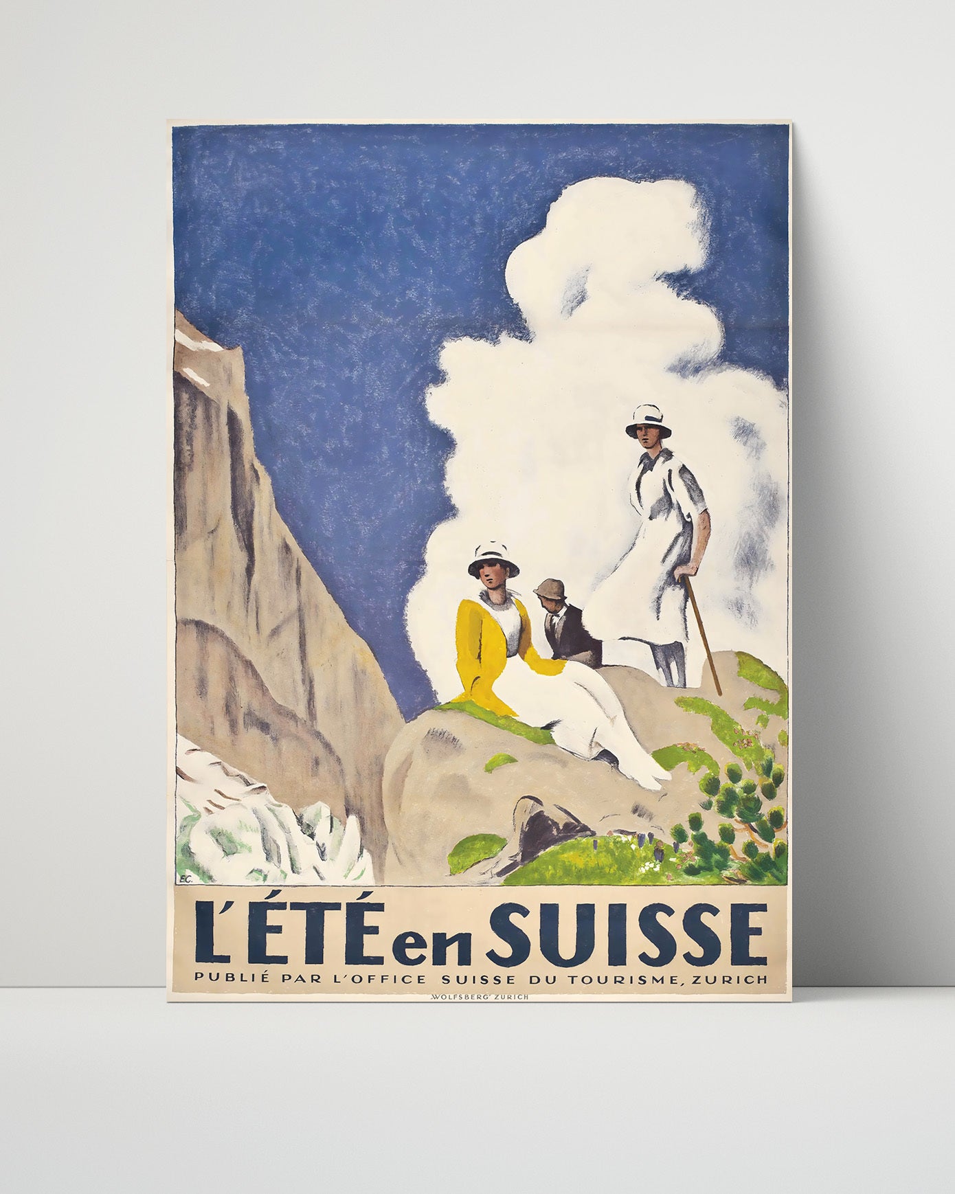 Switzerland Summer Tourism Vintage Travel Print 16x20 Unframed Print travel wall art print