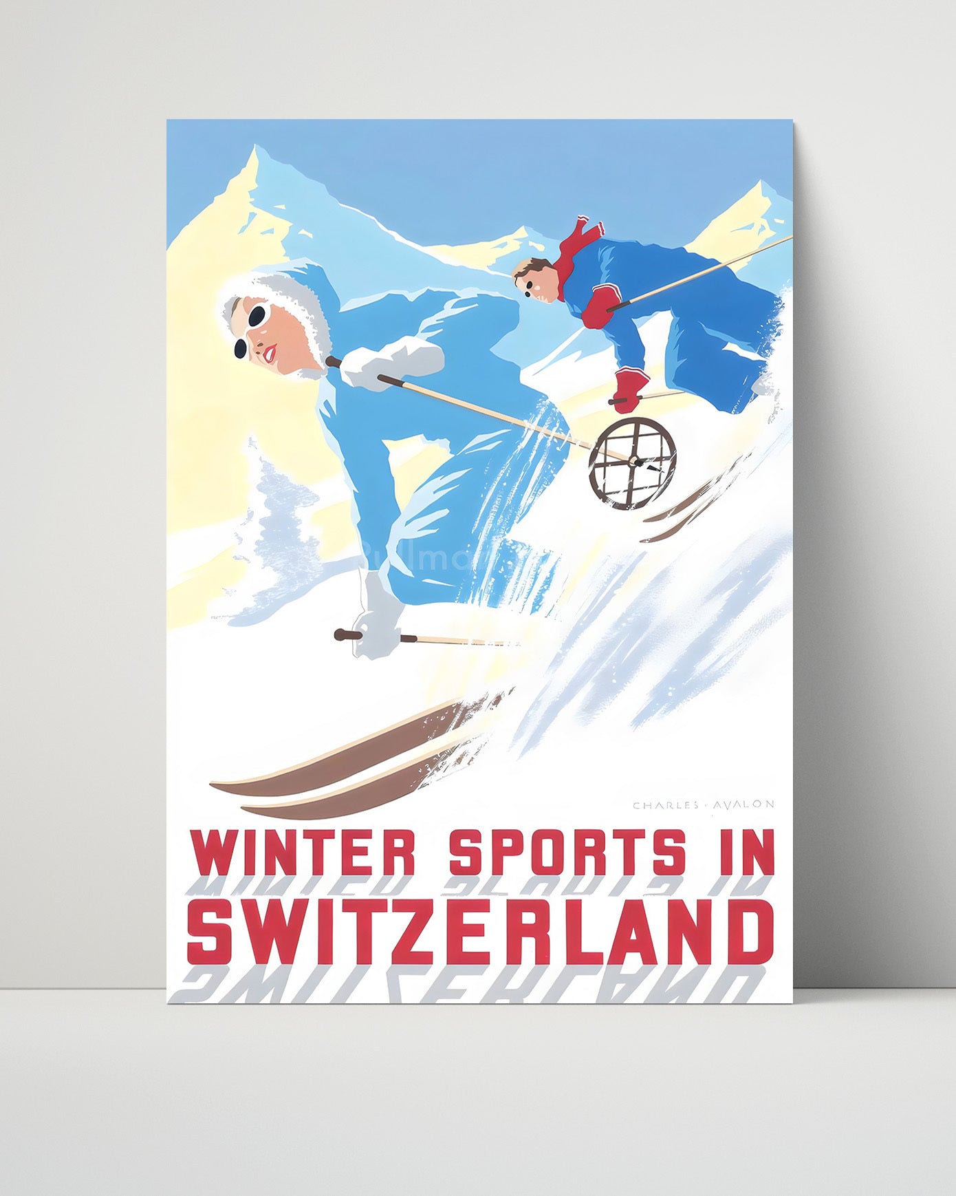 Switzerland Winter Sports Vintage Travel Print 16x20 Unframed Print travel wall art print