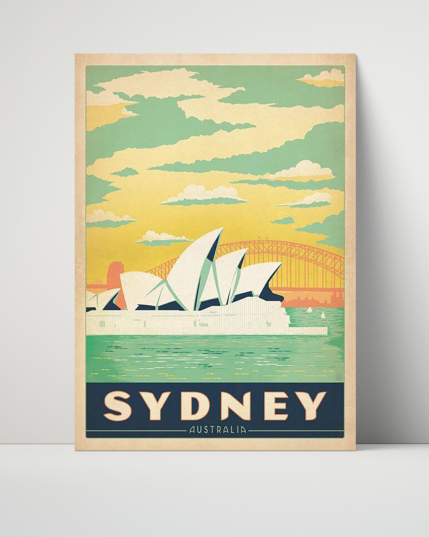 Sydney Opera House Vintage Travel Print 16x20 Unframed Print travel wall art print