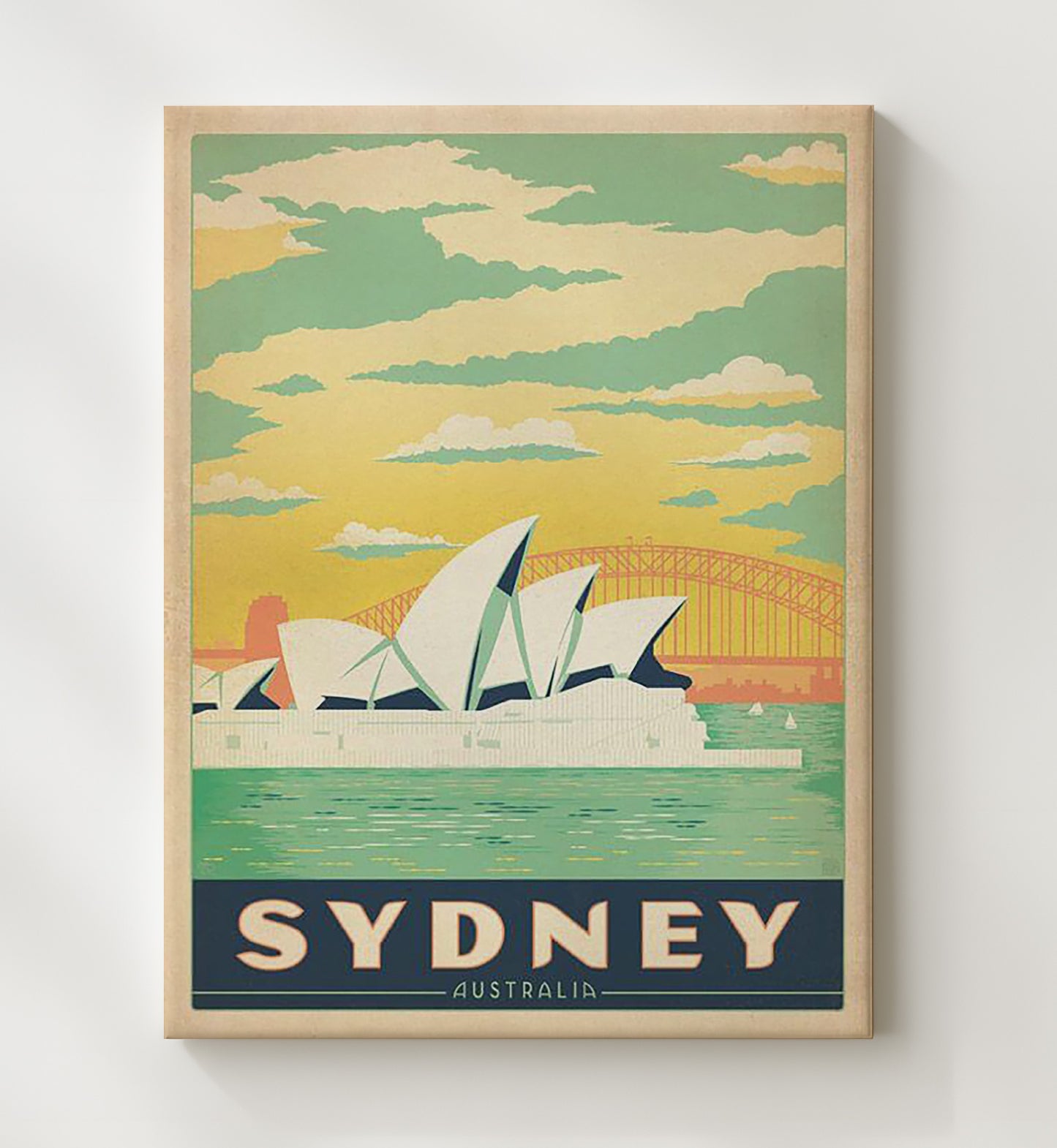 Sydney Opera House Vintage Travel Print 20x24 Canvas travel wall art print