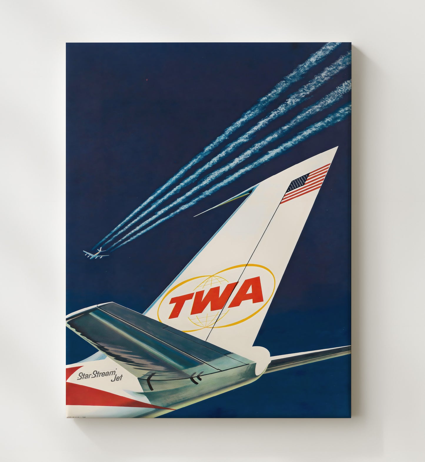 TWA StarStream Jet Vintage Travel Print 20x24 Canvas travel wall art print