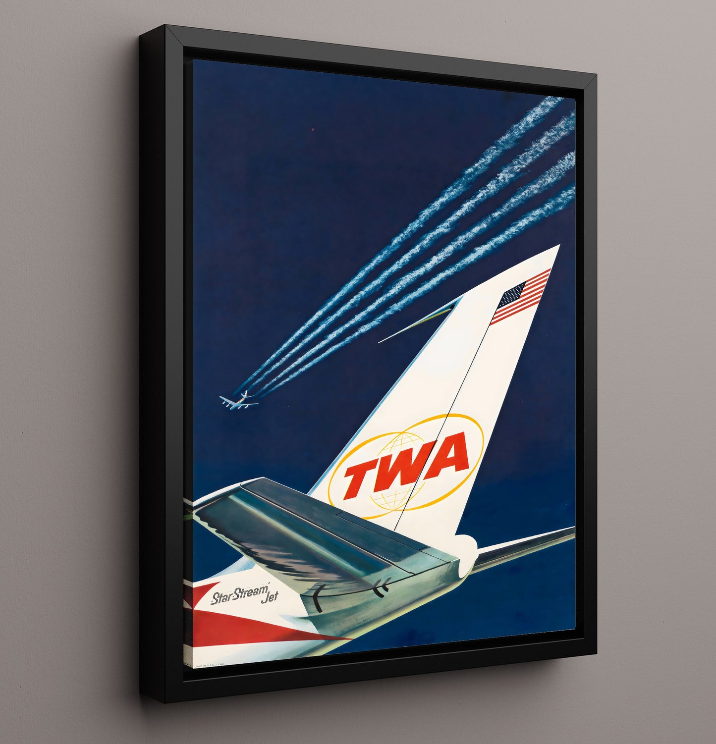 TWA StarStream Jet Vintage Travel Print 16x20 Framed Canvas travel wall art print
