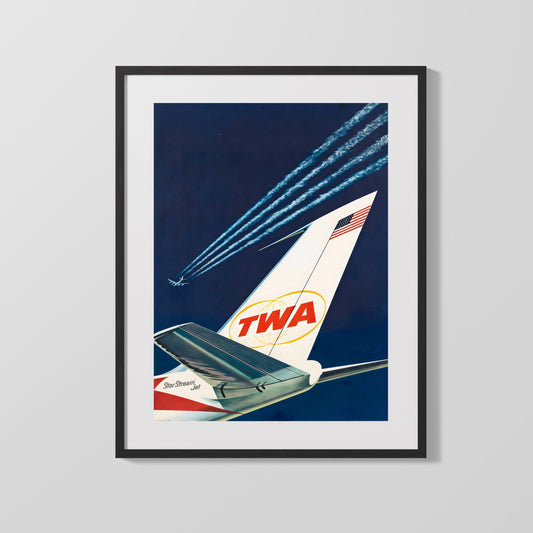 Classic Travel Poster - TWA - StarStream Jet
