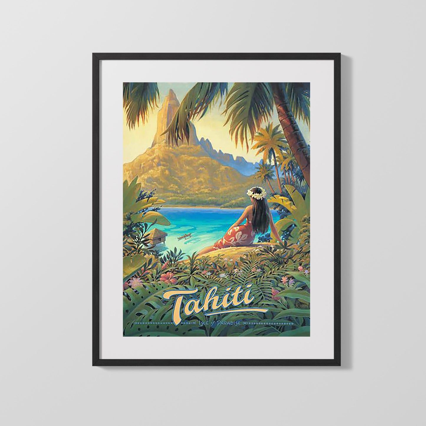 Classic Travel Poster - Tahiti - Bora Bora and Mount Otemanu