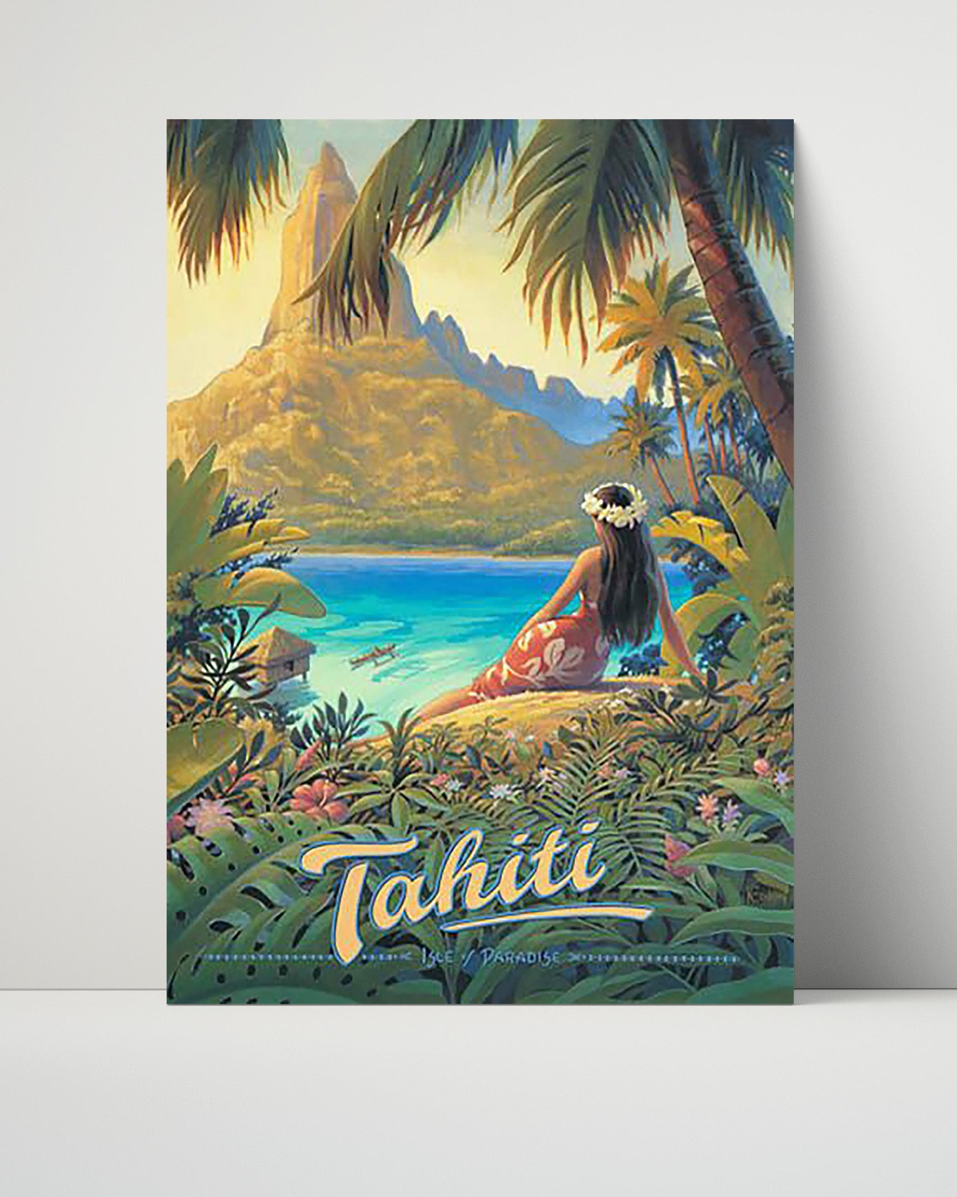 Tahiti Bora Bora and Mount Otemanu Vintage Travel Print 16x20 Unframed Print travel wall art print