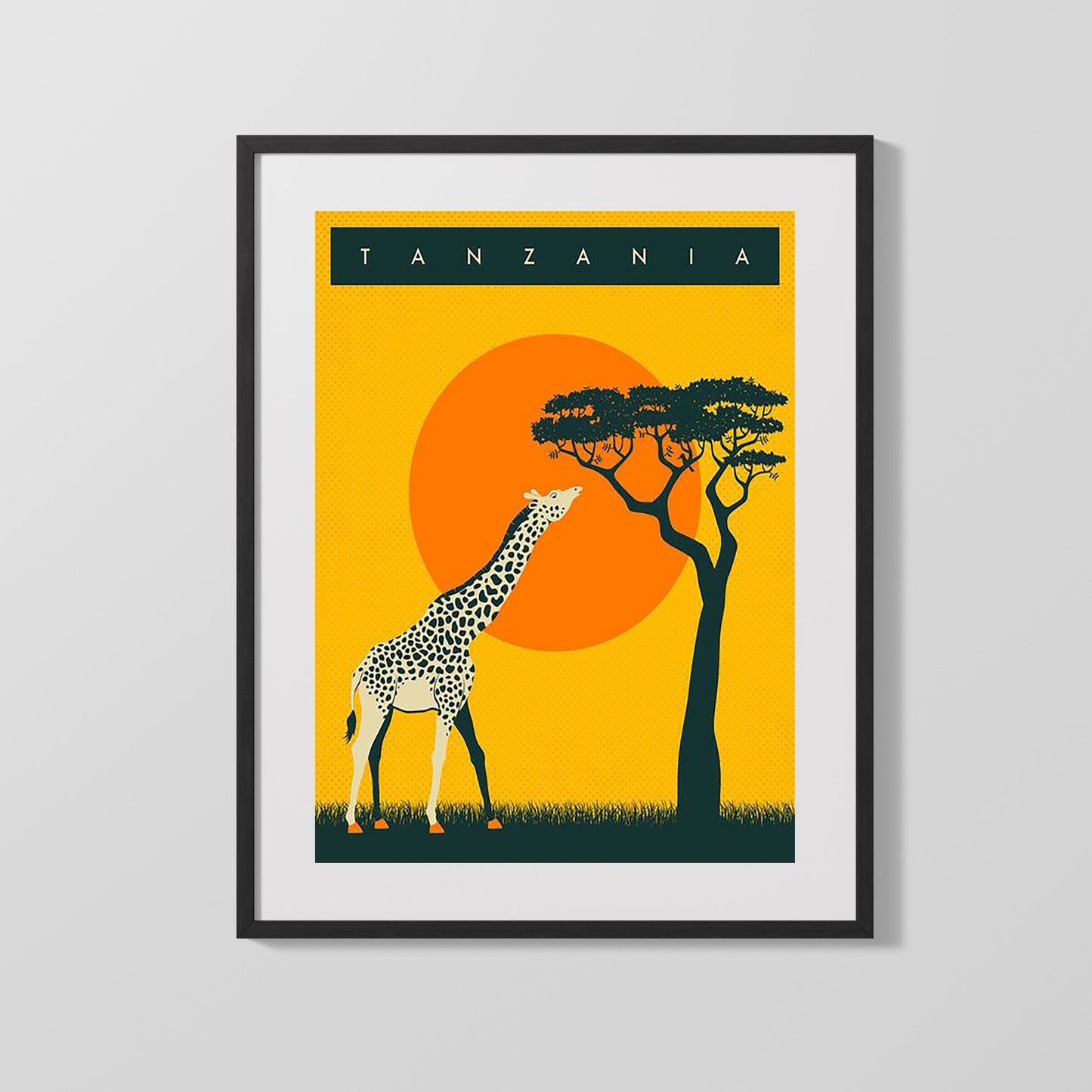 Classic Travel Poster - Tanzania - Safari Giraffe