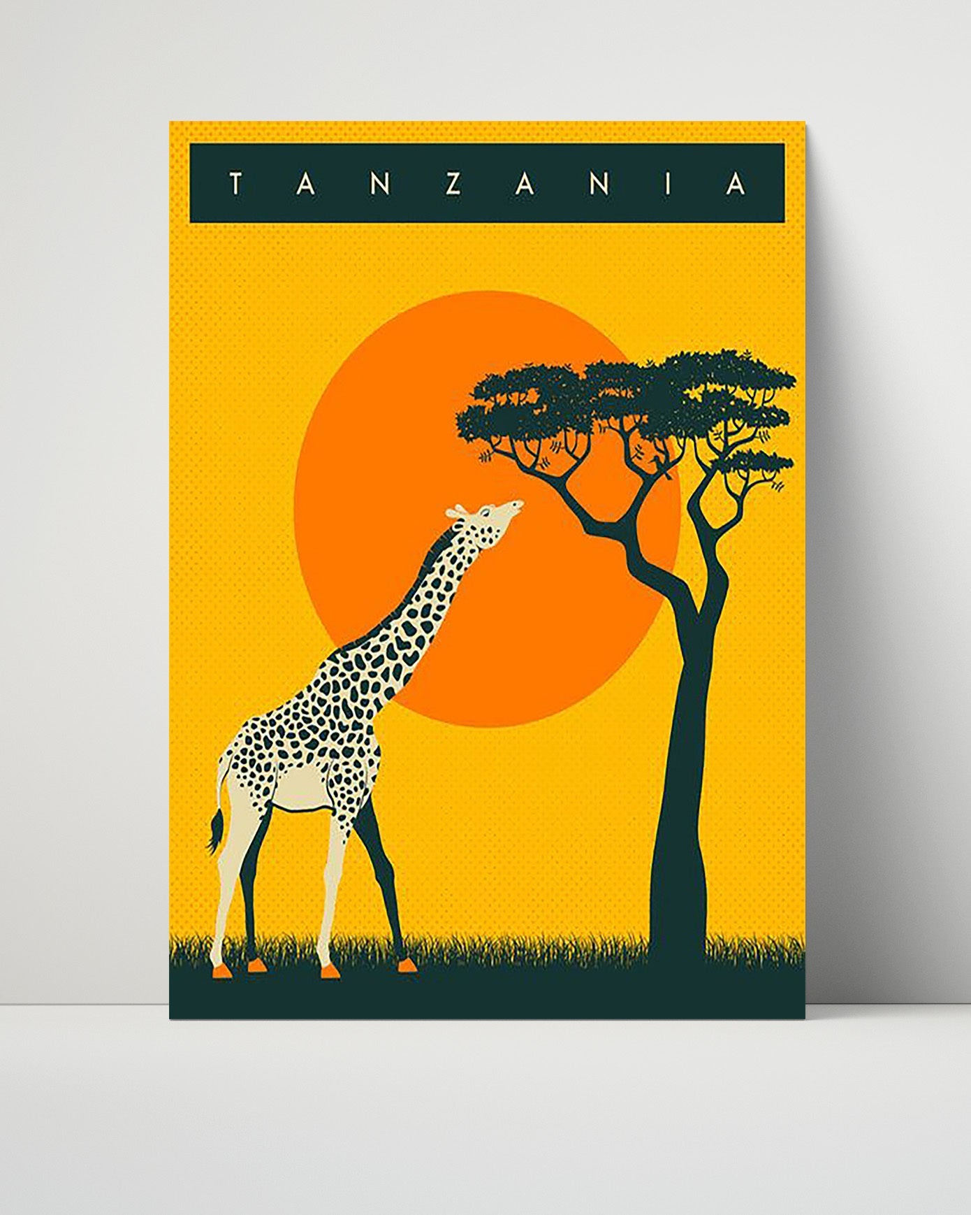 Classic Travel Poster - Tanzania - Safari Giraffe