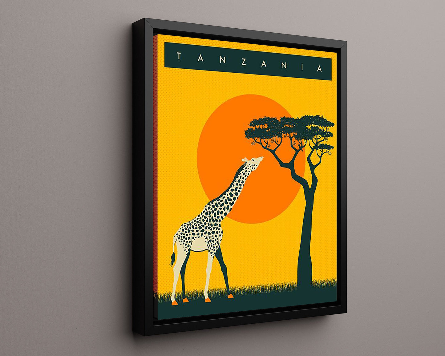 Classic Travel Poster - Tanzania - Safari Giraffe