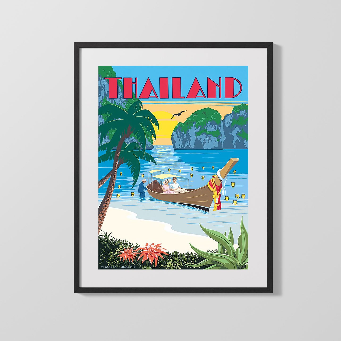 Classic Travel Poster - Thailand - Beach Sunset