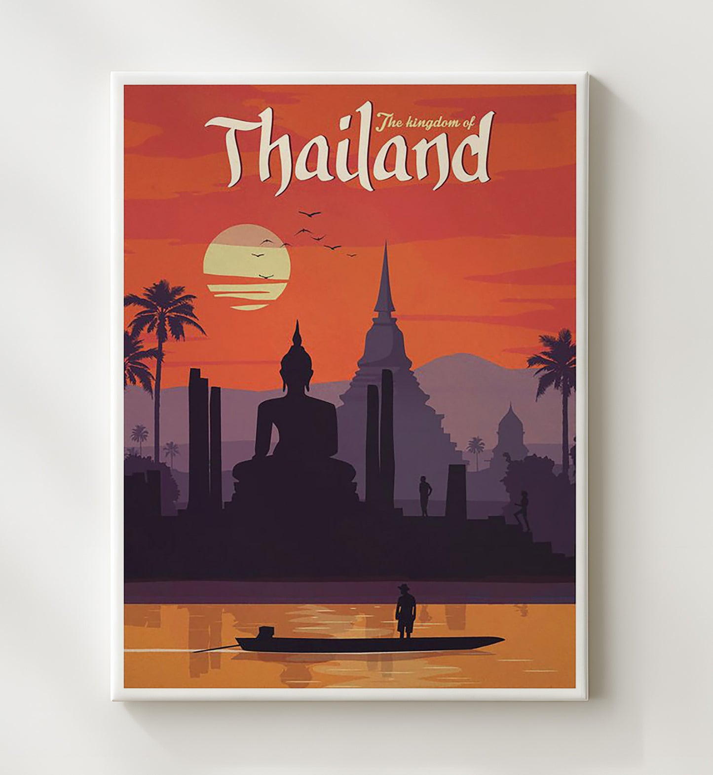 Thailand The Kingdom Vintage Travel Print 20x24 Canvas travel wall art print