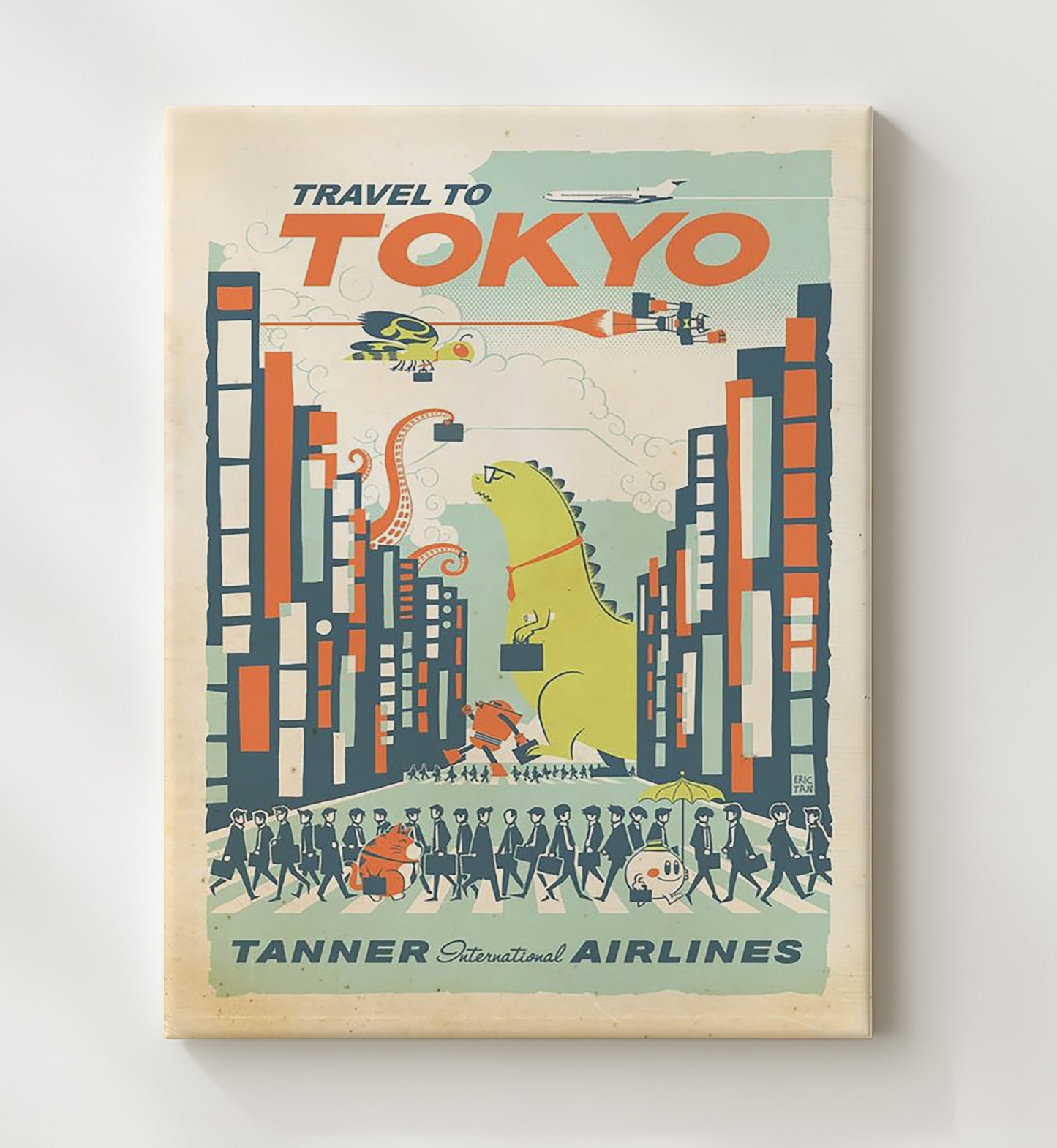 Tokyo Tanner International Airlines Vintage Travel Print 20x24 Canvas travel wall art print