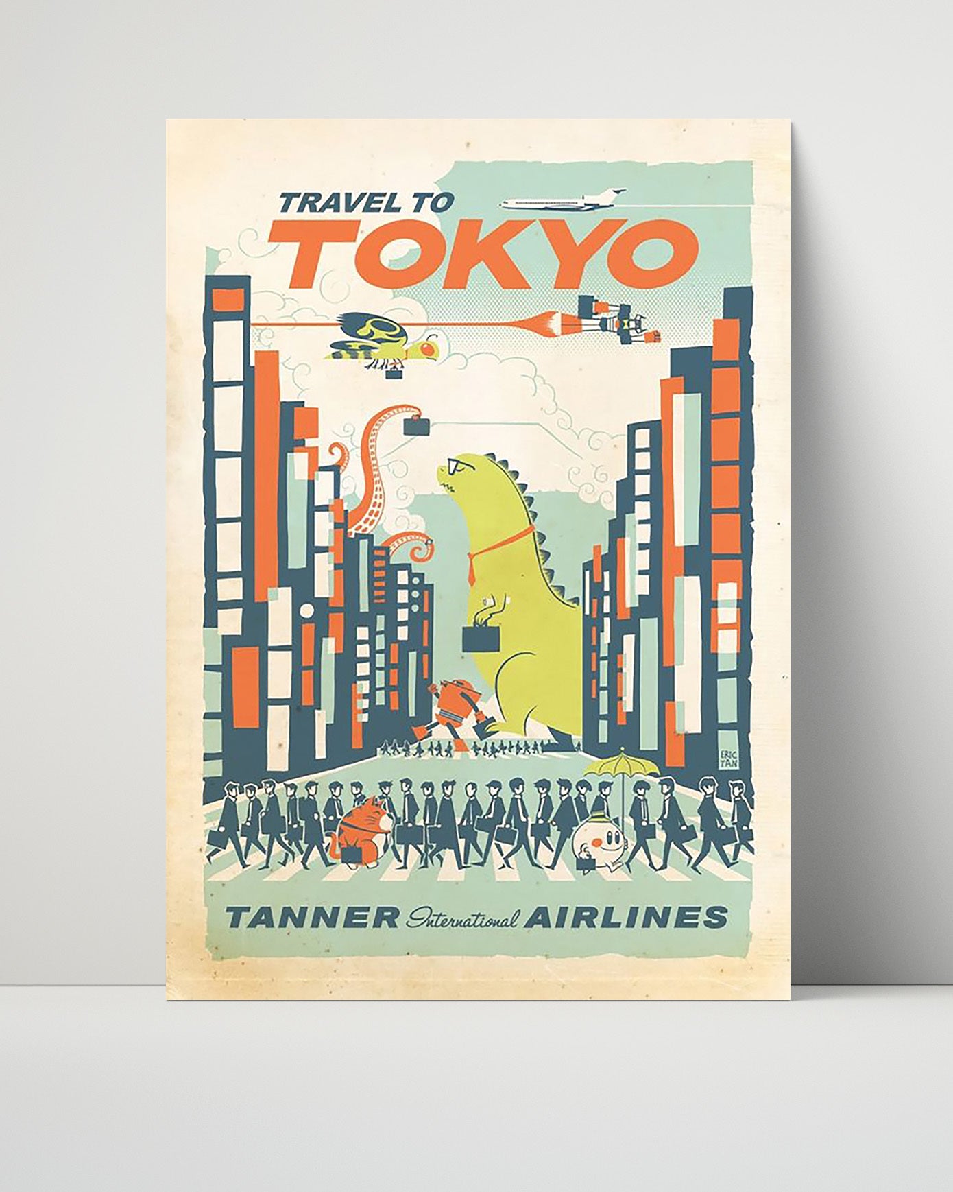 Tokyo Tanner International Airlines Vintage Travel Print 16x20 Unframed Print travel wall art print