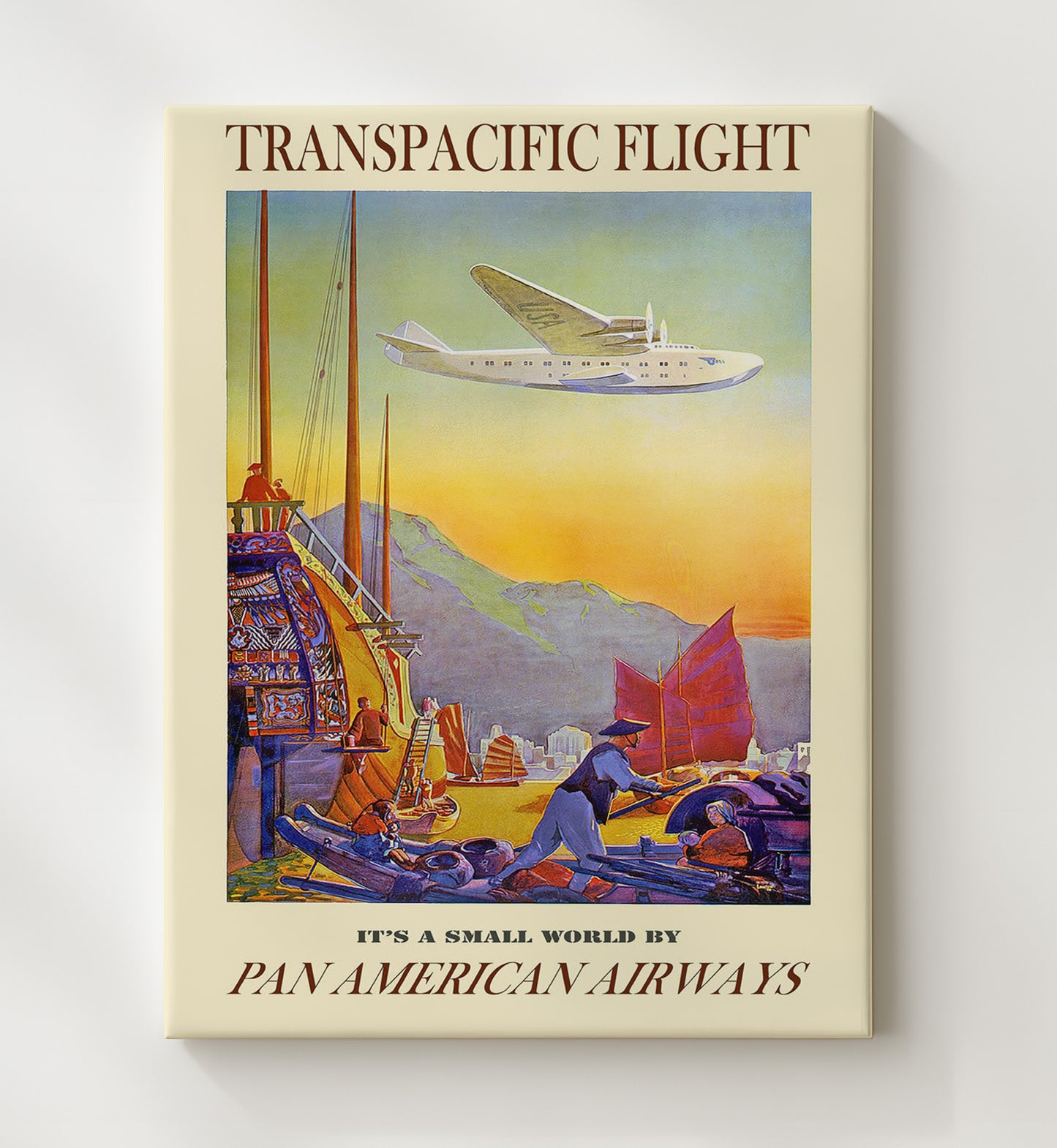 Transpacific PanAm Vintage Travel Print 20x24 Canvas travel wall art print