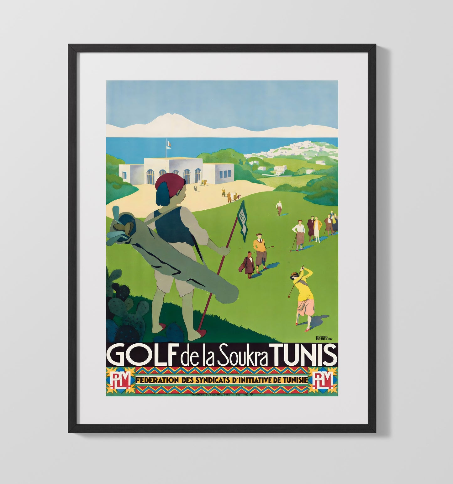 Tunis Golf Soukra Vintage Travel Print 16x20 Gallery Frame travel wall art print