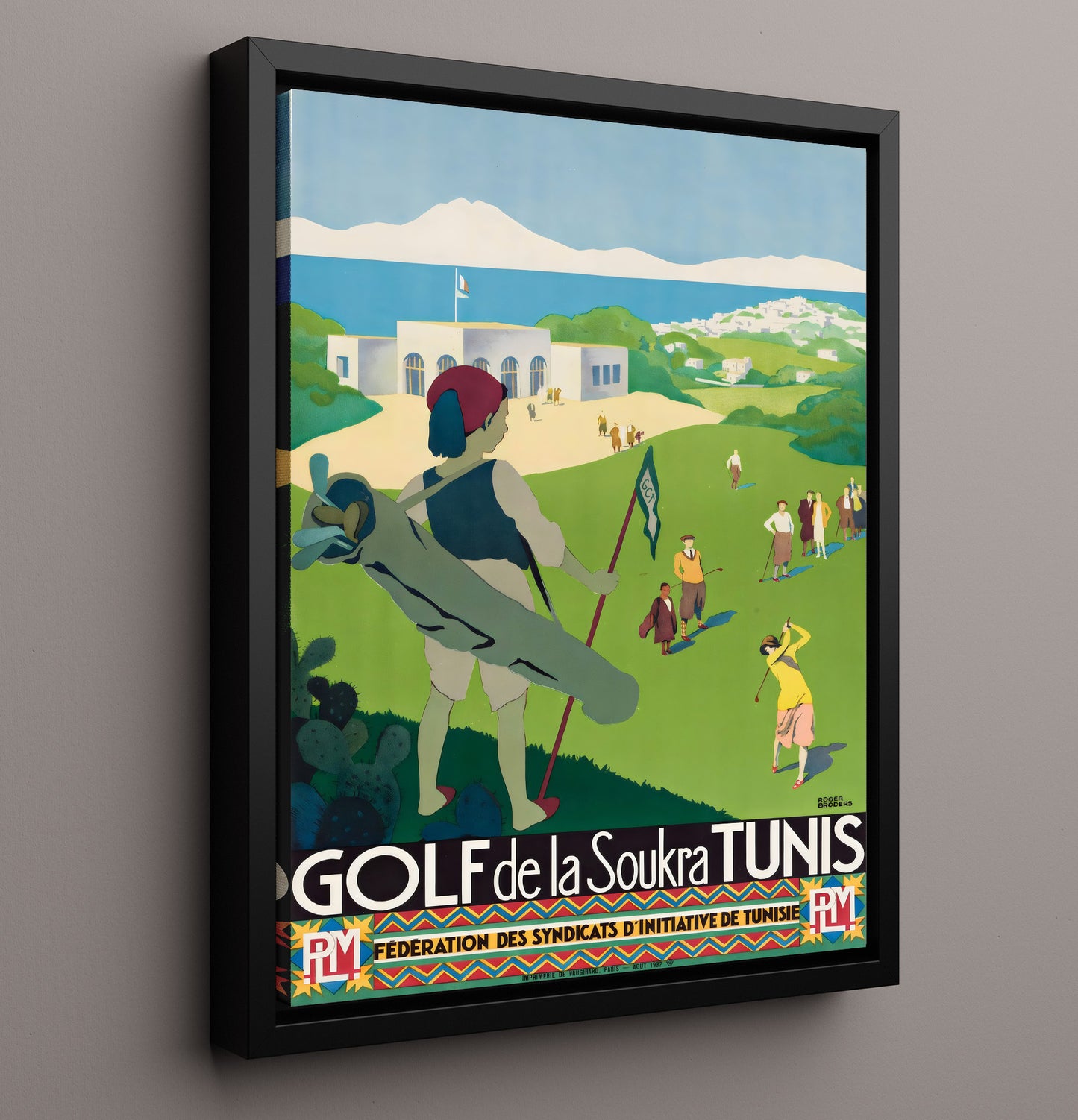 Tunis Golf Soukra Vintage Travel Print 16x20 Framed Canvas travel wall art print