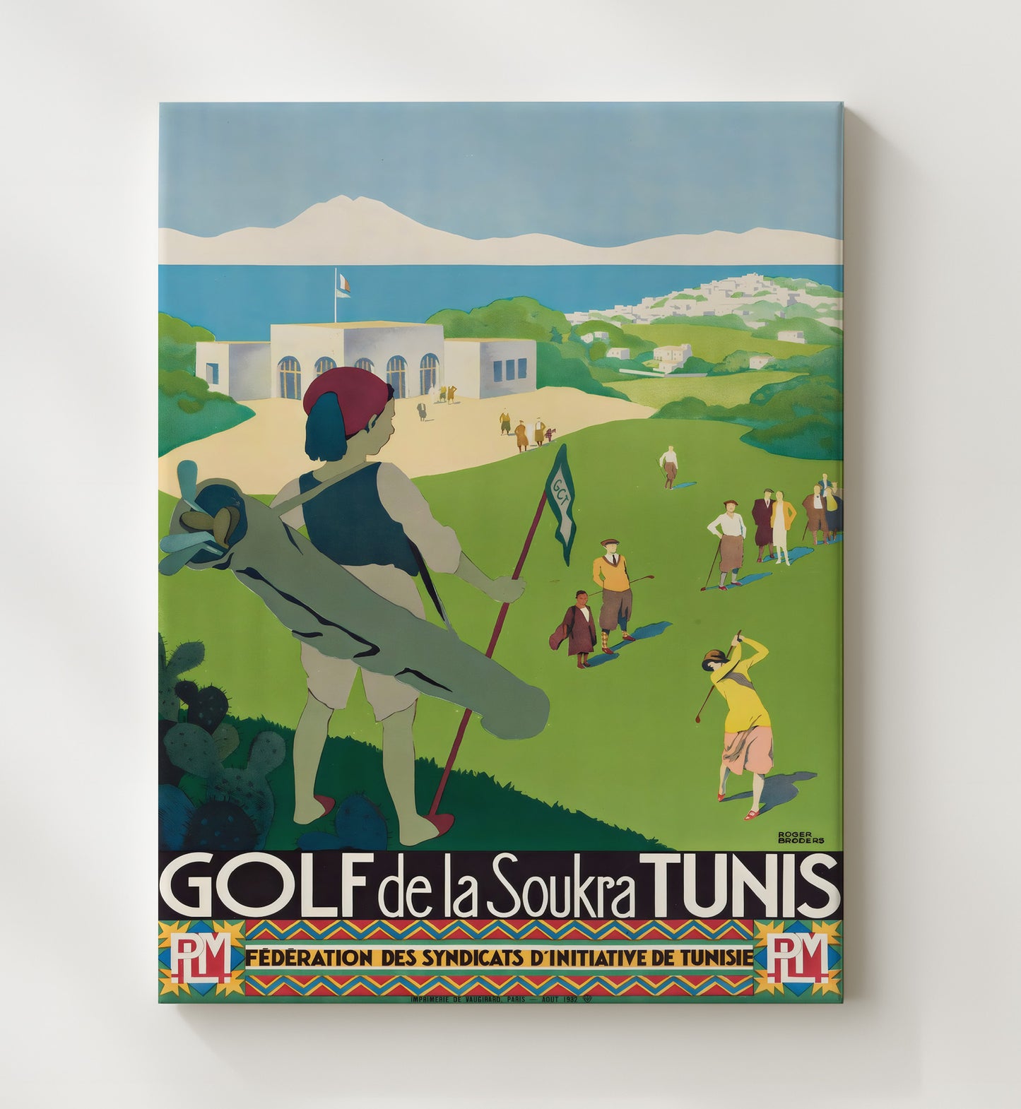 Tunis Golf Soukra Vintage Travel Print 20x24 Canvas travel wall art print