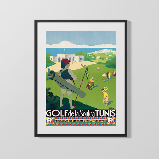 Classic Travel Poster - Tunis - Golf Soukra Travel Vintage Framed Prints Gallery Frame 16x20