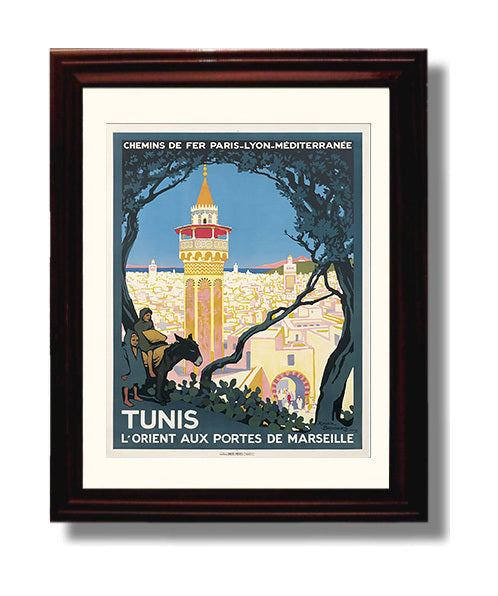 Tunis PLM Broders Vintage Travel Print 8x10 Beveled Frame travel wall art print