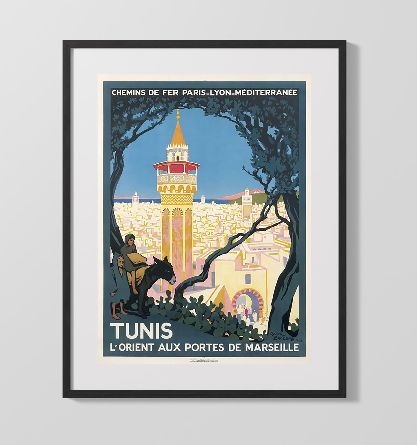 Tunis PLM Broders Vintage Travel Print 16x20 Gallery Frame travel wall art print
