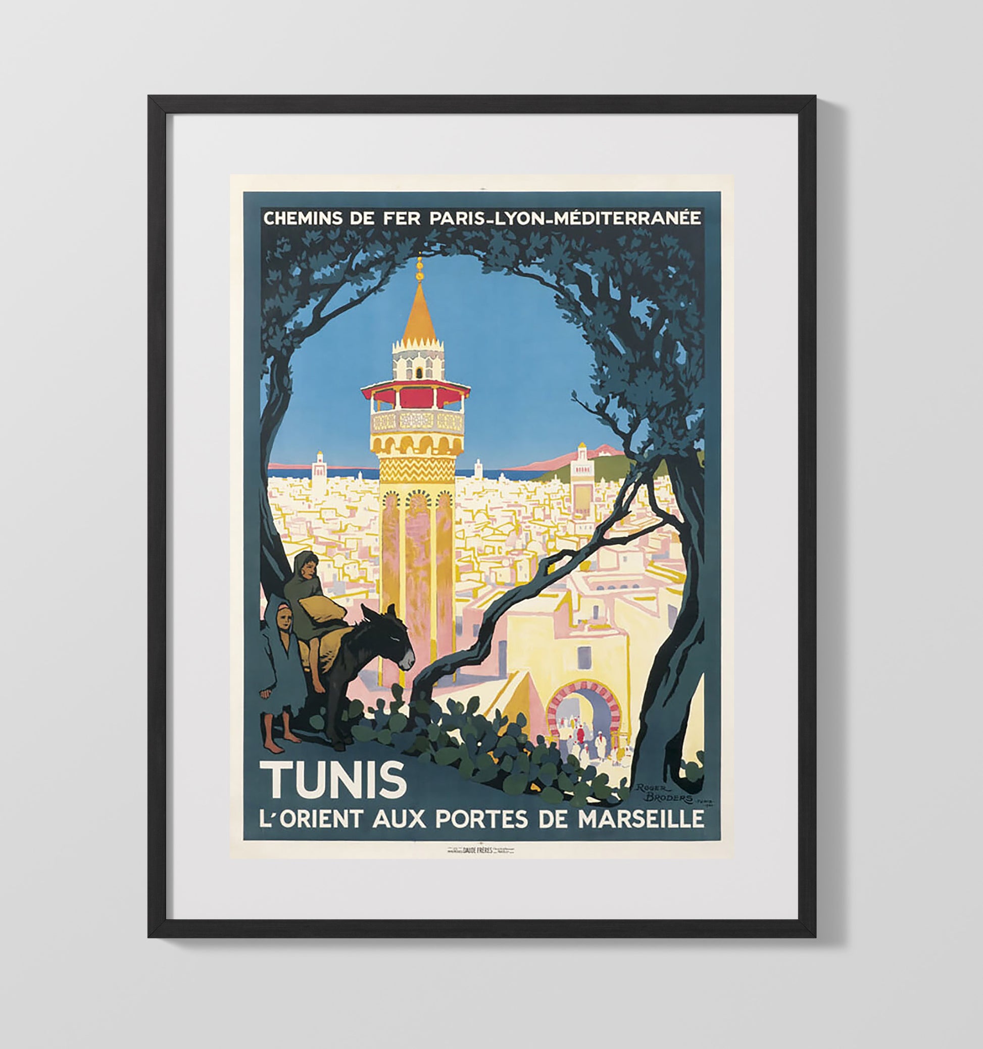 Tunis PLM Broders Vintage Travel Print 16x20 Gallery Frame travel wall art print