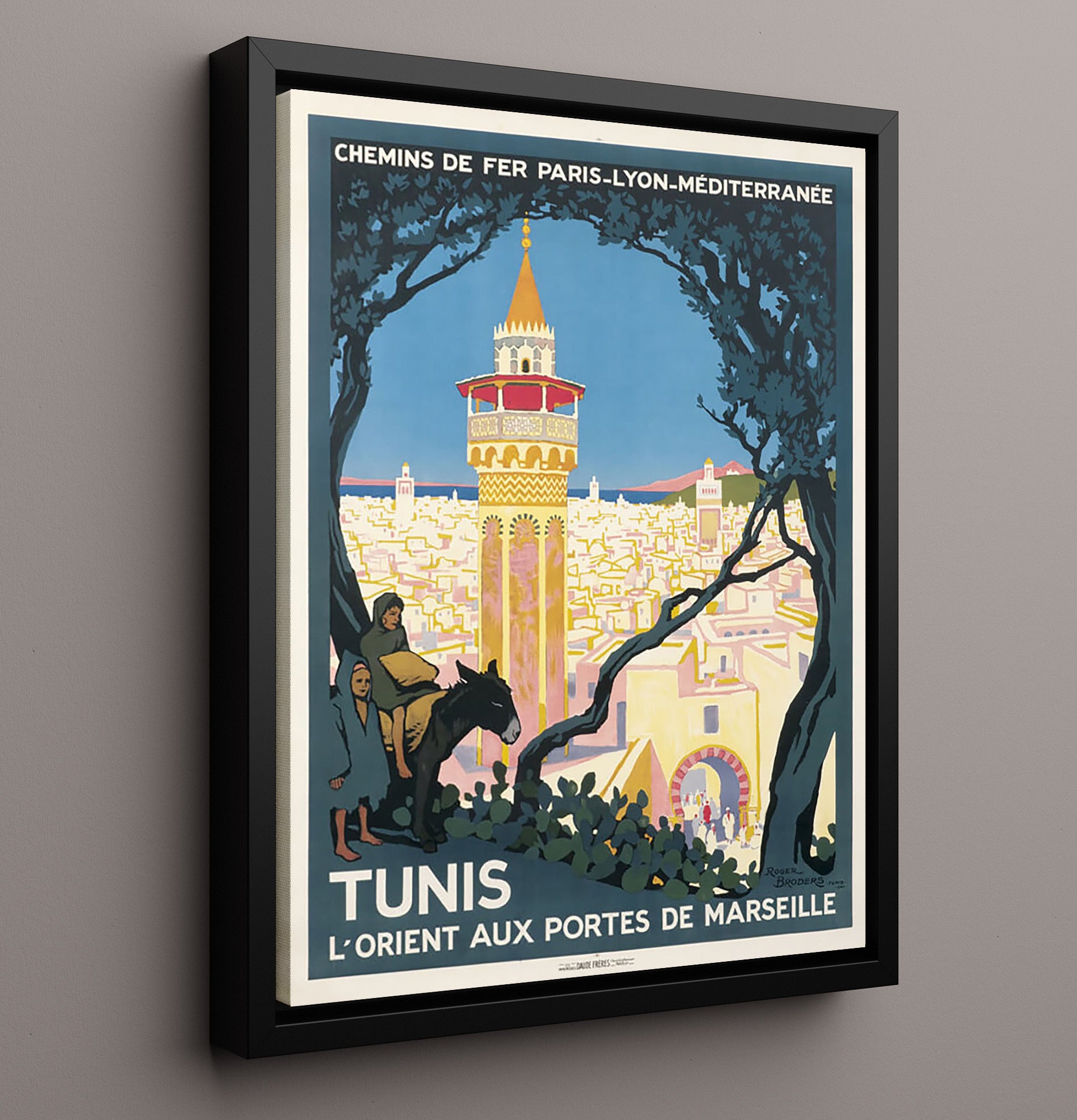 Tunis PLM Broders Vintage Travel Print 16x20 Framed Canvas travel wall art print