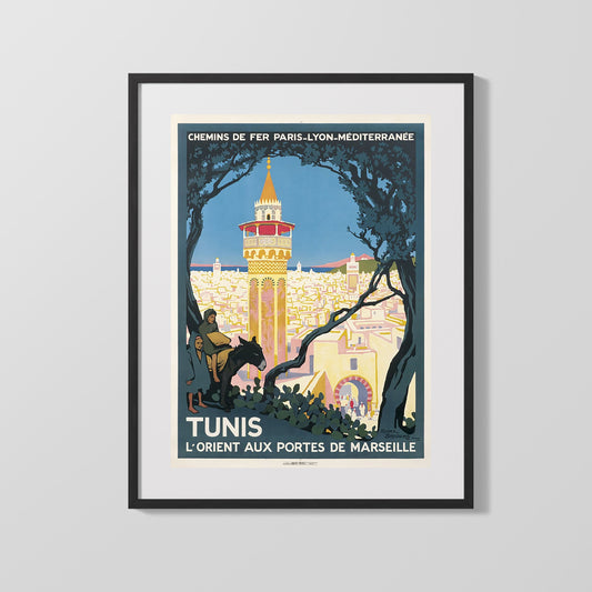 Classic Travel Poster - Tunis - PLM Broders Travel Vintage Framed Prints Gallery Frame 16x20