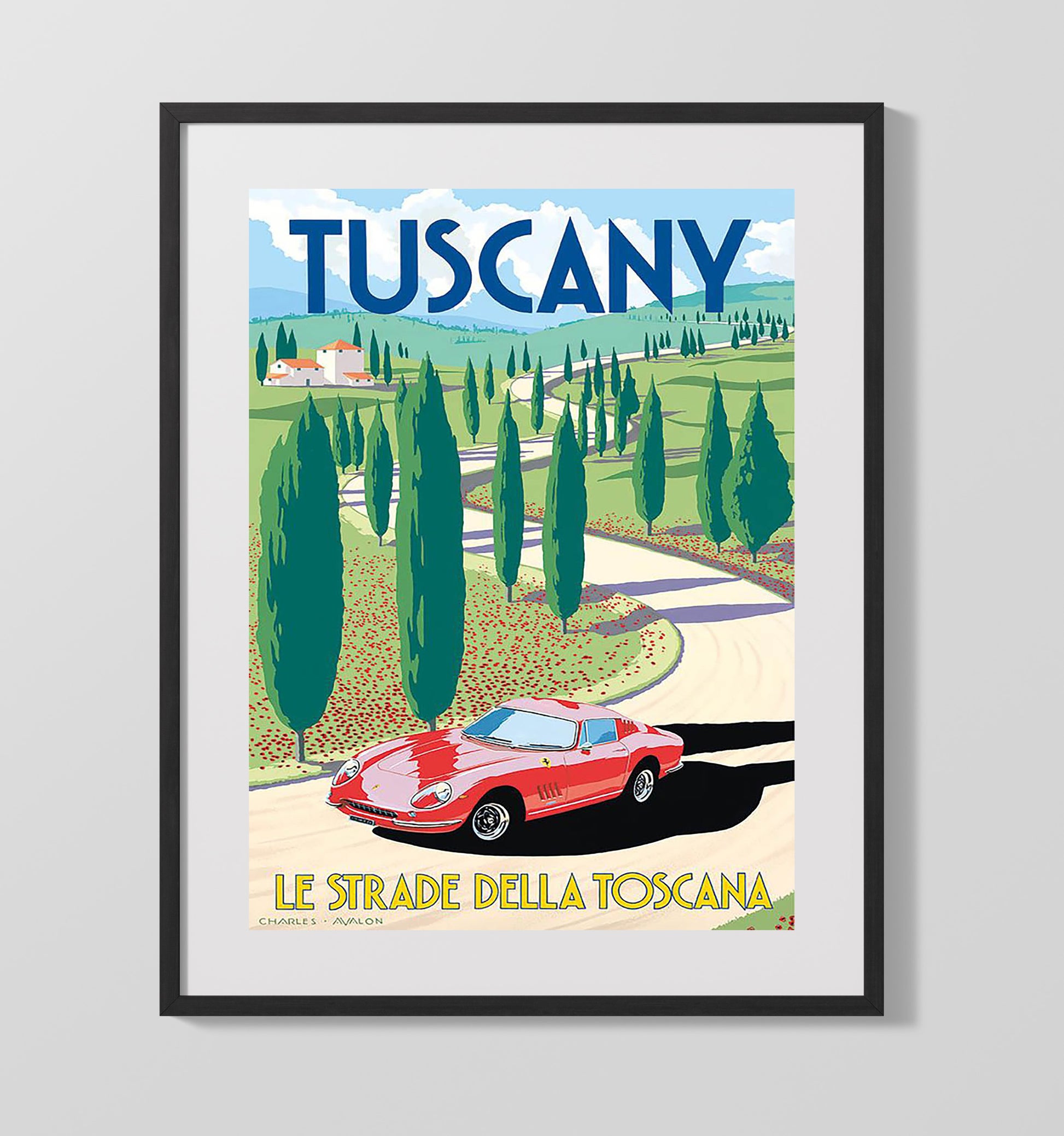 Tuscany Le Strade della Toscana Vintage Travel Print 16x20 Gallery Frame travel wall art print