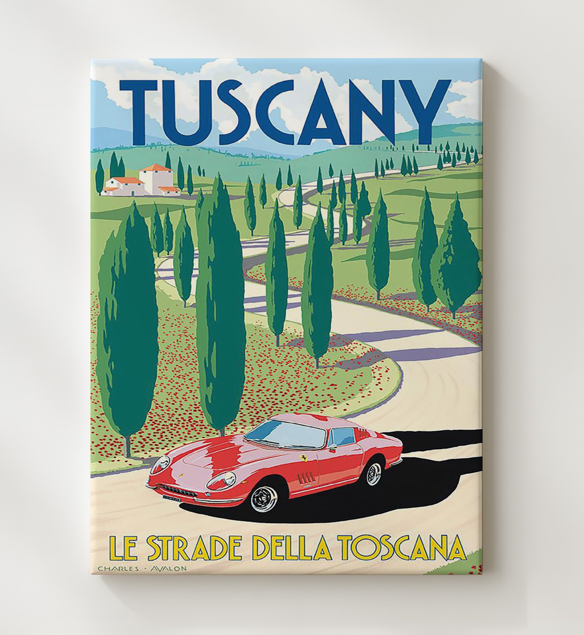 Tuscany Le Strade della Toscana Vintage Travel Print 20x24 Canvas travel wall art print