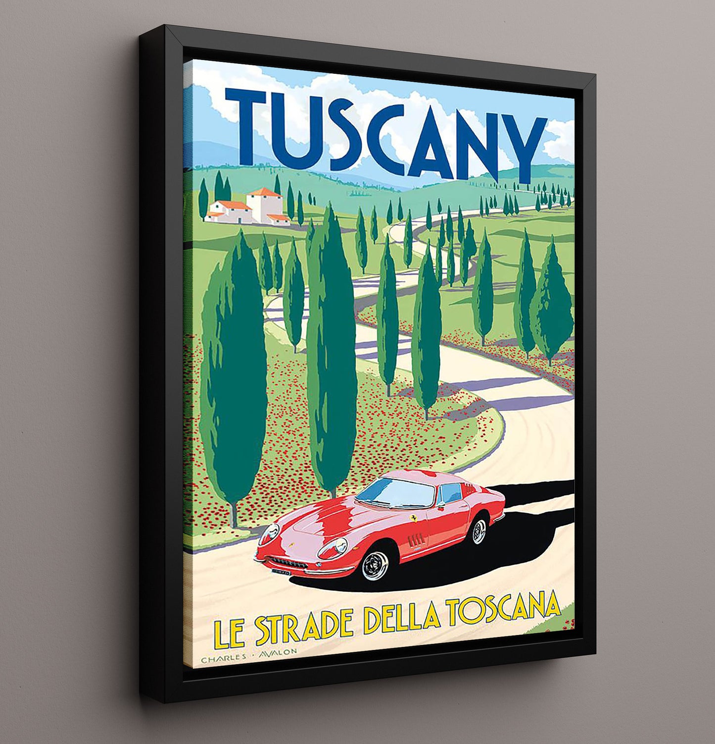 Tuscany Le Strade della Toscana Vintage Travel Print 16x20 Framed Canvas travel wall art print
