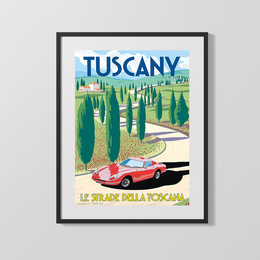 Classic Travel Poster - Tuscany - Le Strade della Toscana Travel Vintage Framed Prints Gallery Frame 16x20