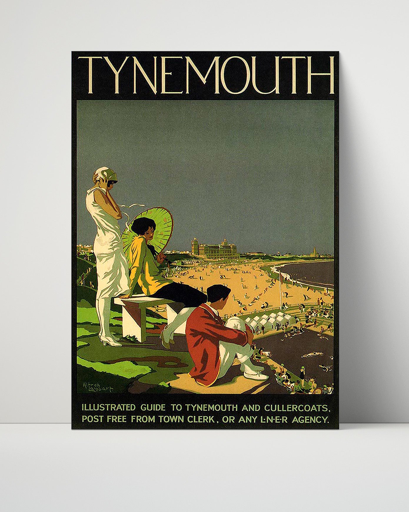 Tynemouth Seaside Vintage Travel Print 16x20 Unframed Print travel wall art print