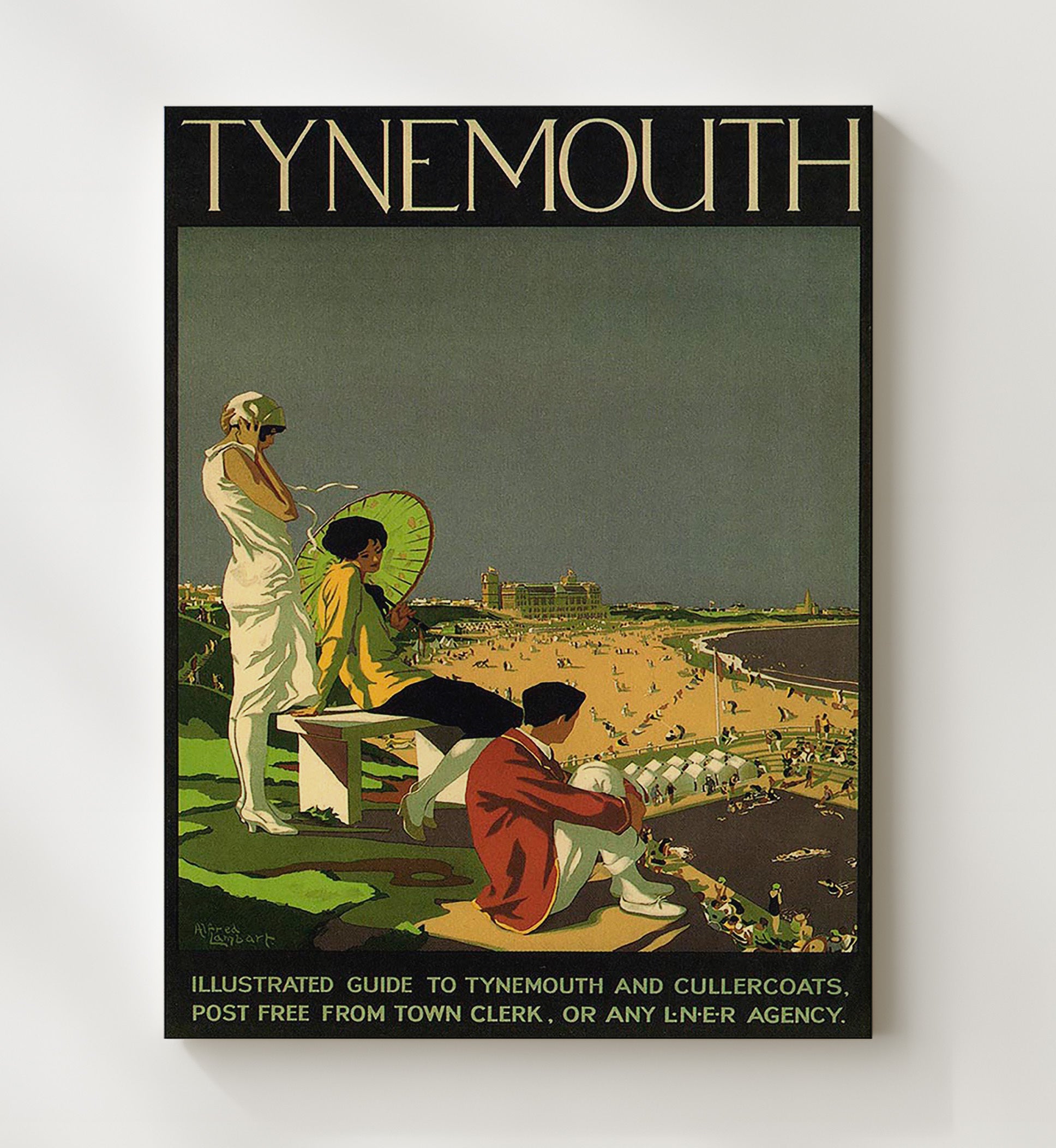 Tynemouth Seaside Vintage Travel Print 20x24 Canvas travel wall art print