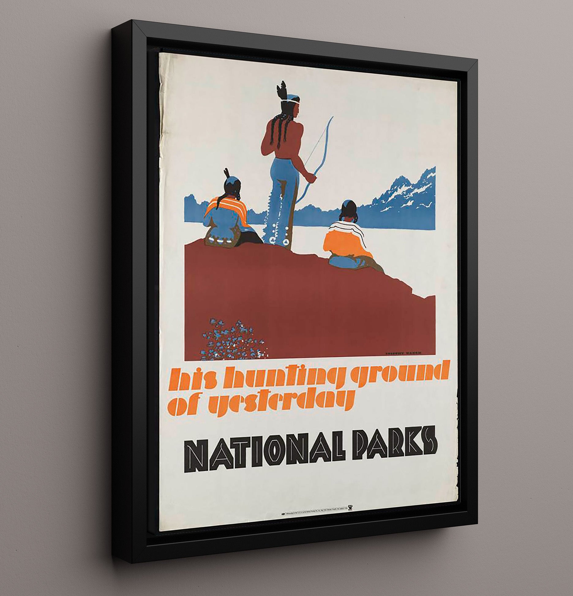 USA National Parks Native American Vintage Travel Print 16x20 Framed Canvas travel wall art print