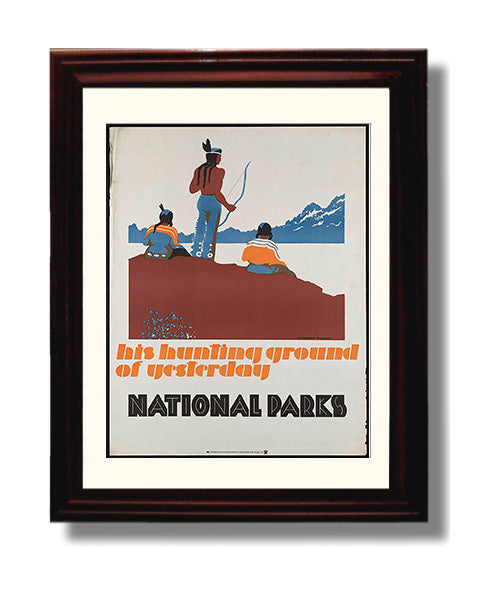 USA National Parks Native American Vintage Travel Print 8x10 Beveled Frame travel wall art print