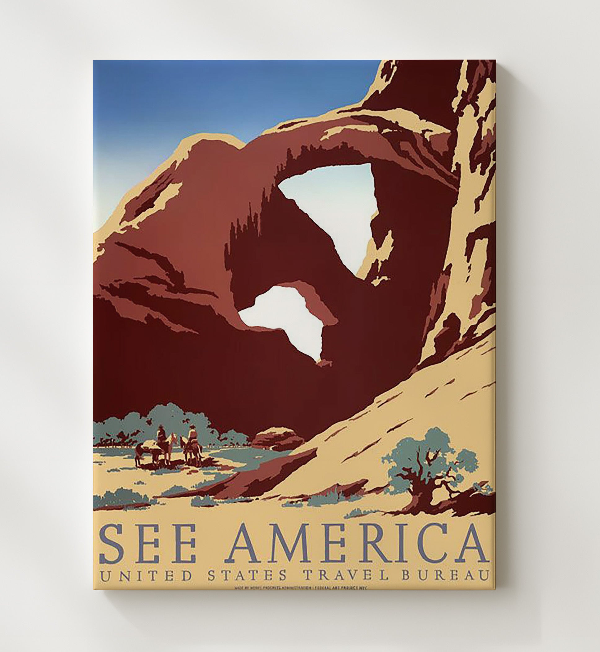 USA See America Vintage Travel Print 20x24 Canvas travel wall art print