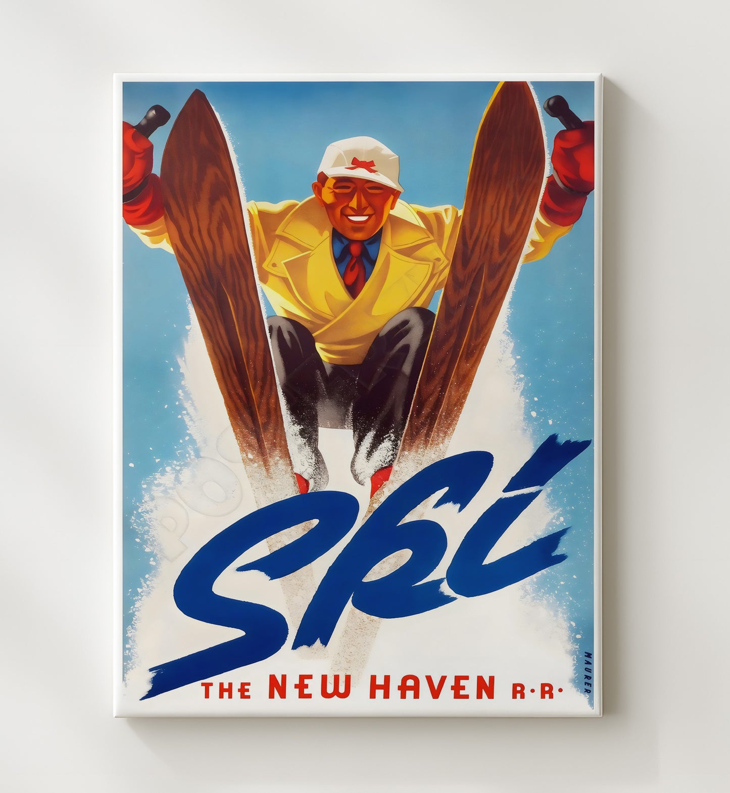USA Ski New Haven Railroad Vintage Travel Print 20x24 Canvas travel wall art print