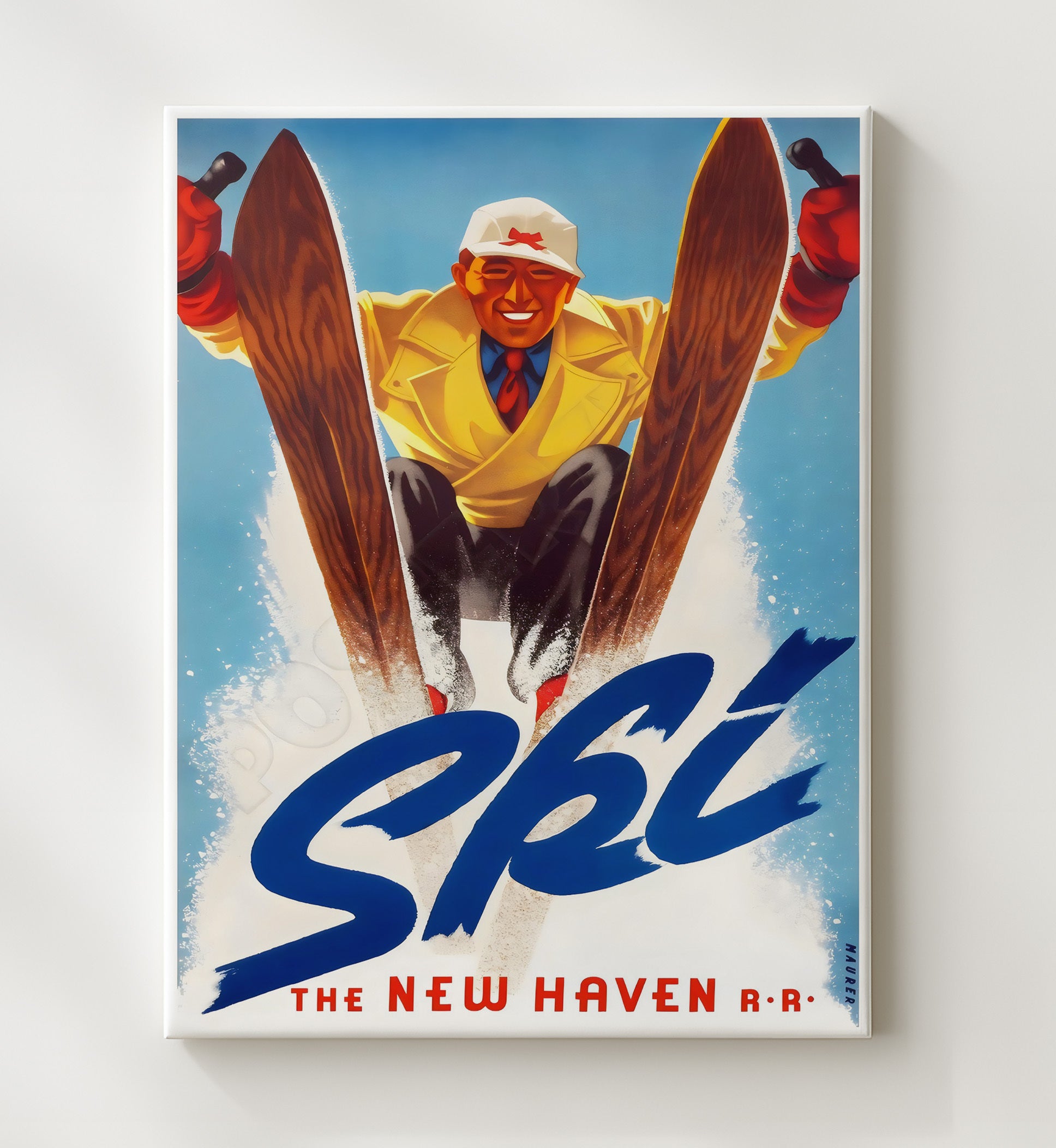 USA Ski New Haven Railroad Vintage Travel Print 20x24 Canvas travel wall art print