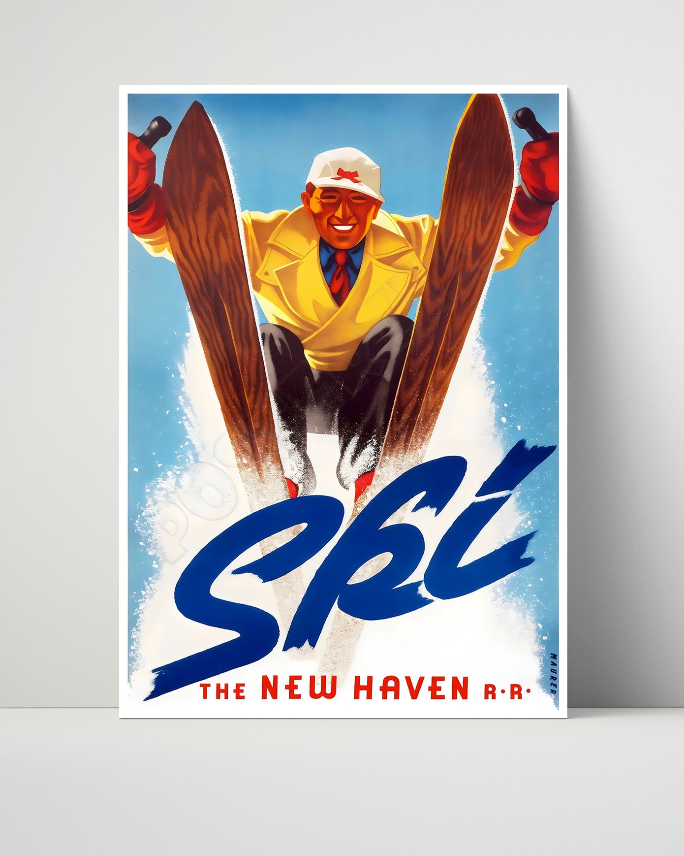 USA Ski New Haven Railroad Vintage Travel Print 16x20 Unframed Print travel wall art print
