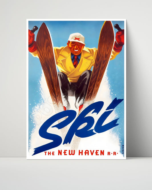 Classic Travel Unframed Poster -  USA - Ski New Haven Railroad