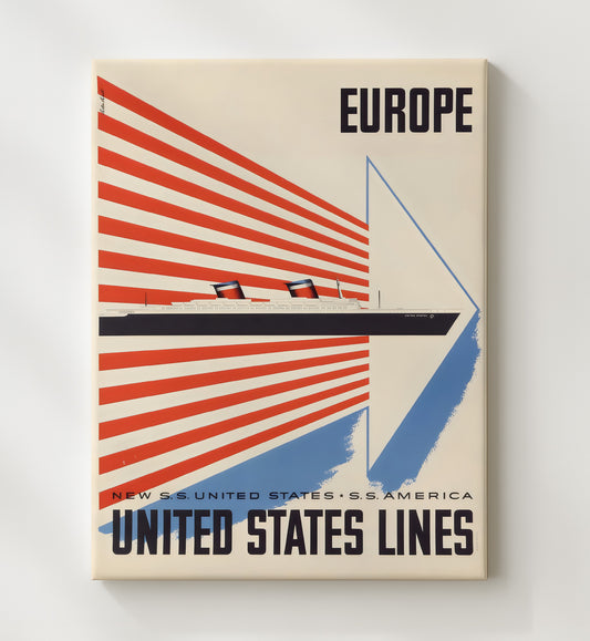 United States Lines Europe - Travel - 20x24 Canvas