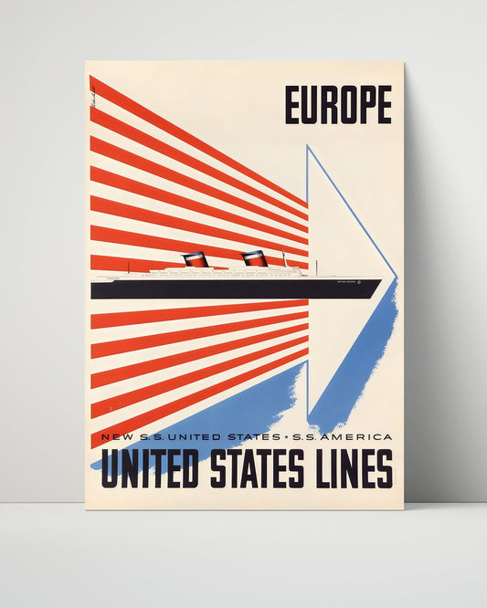 Classic Travel Unframed Poster -  United States Lines - Europe