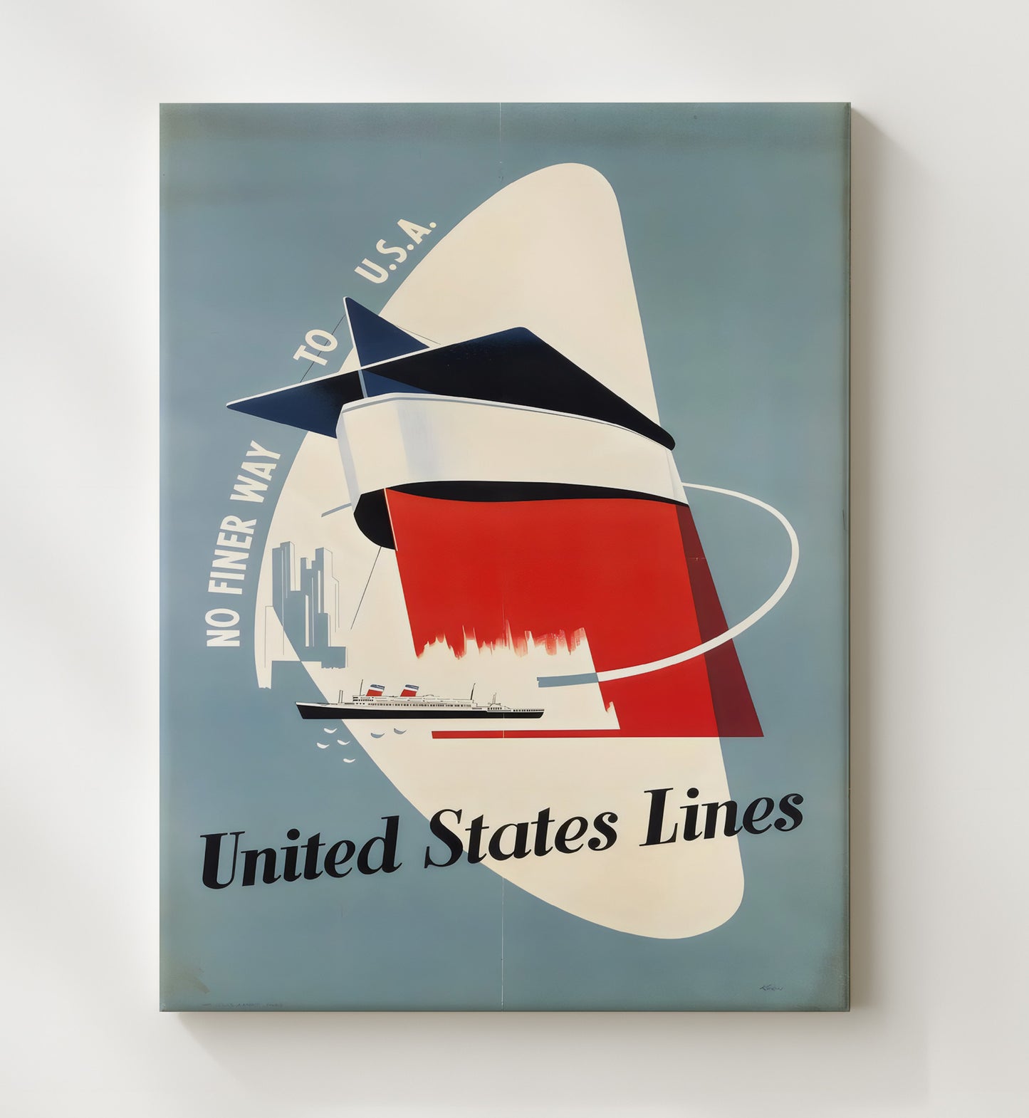 United States Lines USA Vintage Travel Print 20x24 Canvas travel wall art print